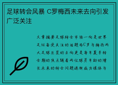 足球转会风暴 C罗梅西未来去向引发广泛关注 足球转会风暴 C罗梅西未来去向引发广泛关注